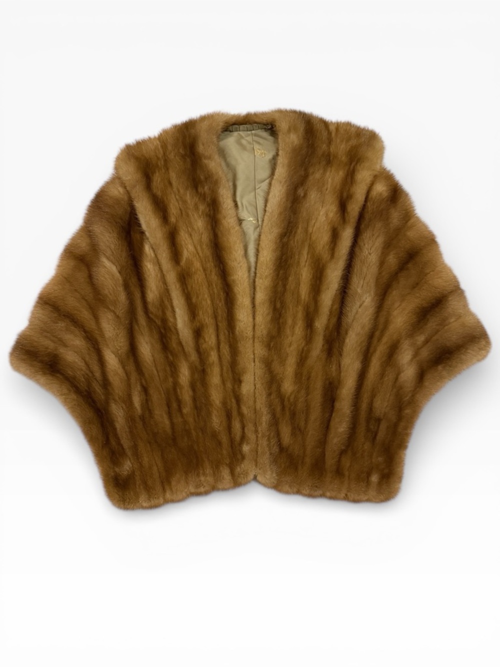 ✨🤎 Vintage Mink Fur Stole Capelet Brown Real Fur Satin Lined Evening Wrap 🤎✨